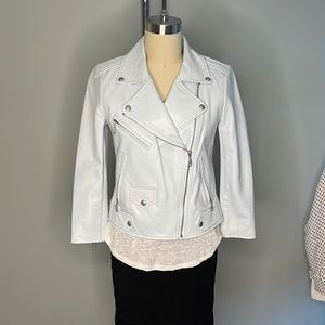 Rebecca Minkoff Sz XS - Baby blue leather moto jacket 3/4 sleeves